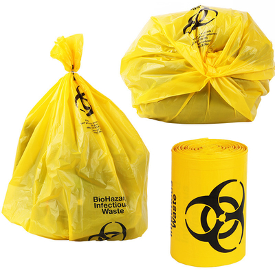 एचडीपीई सामग्री प्लास्टिक मुद्रित पीला Biohazard हेल्थकेयर लाइनर्स